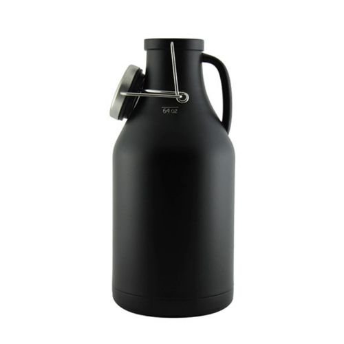 Growler noir à double paroi isolé sous vide et à bouchon rabattable 1.89L