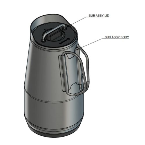 Growler isotherme à double paroi avec couvercle et poignée pliable 1.9L