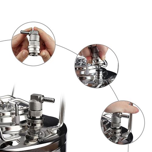Déconnexion de verrouillage à bille avec barbe / Raccord rapide à bille en acier inoxydable avec entrée de gaz et barbe 1/4''
