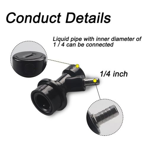 Verrouillage à bille en plastique pour évacuation des liquides avec barbe 1/4'' / Raccord rapide verrouillage à bille